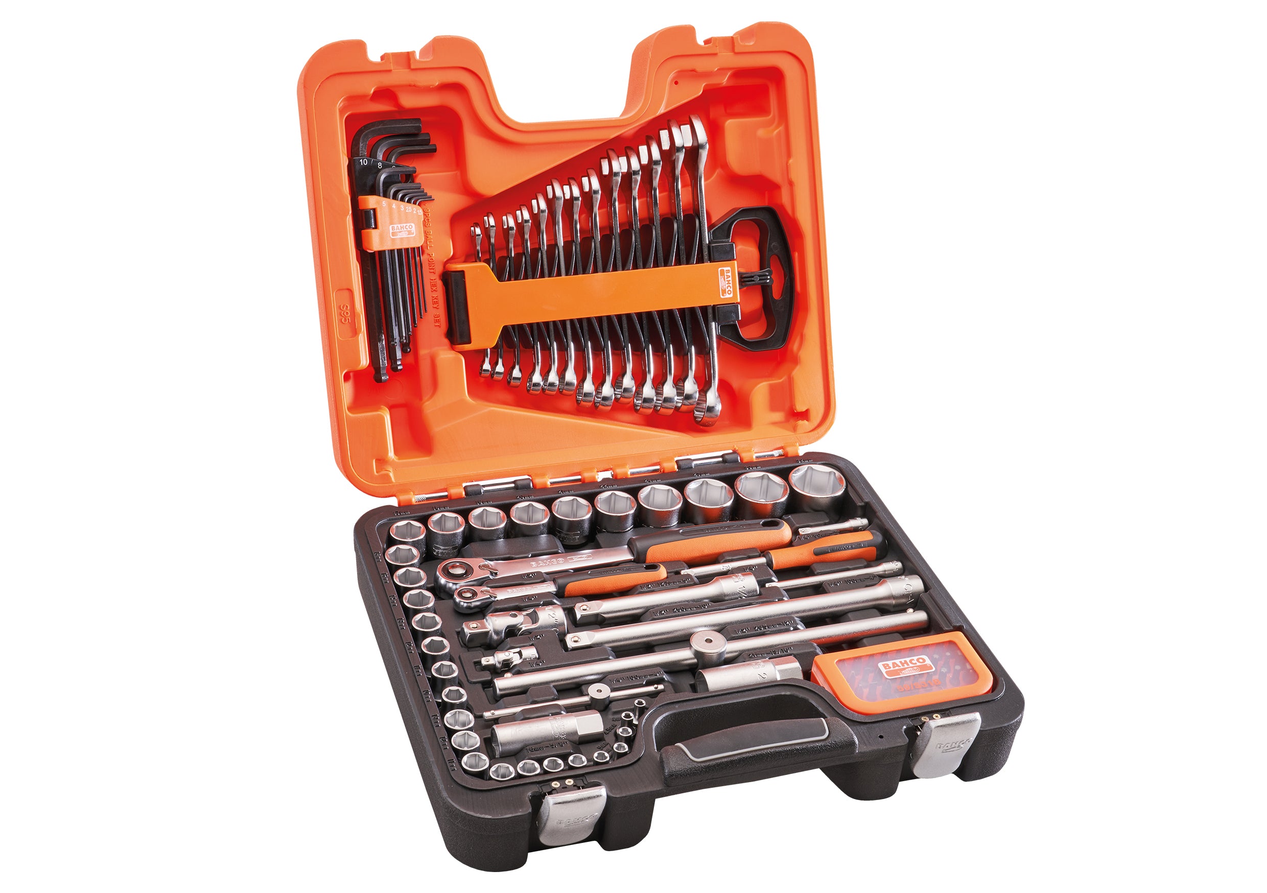 XMS Bahco 95 Piece 1/4in and 1/2in Square Drive Socket and Mechanics Set