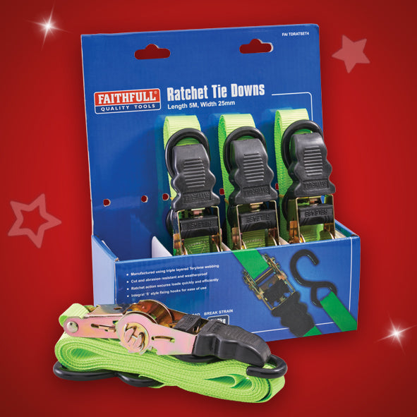 XMS Faithfull 4 Piece Ratchet Tie Down Set