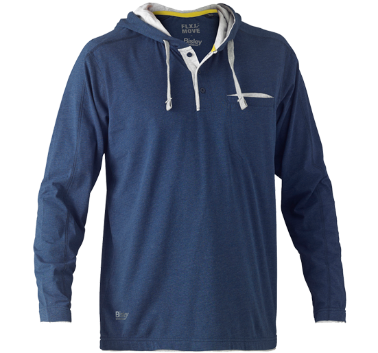 Flex & Move Cotton Hooded L/S T-Shirt Blue Marle (BPCT) Large