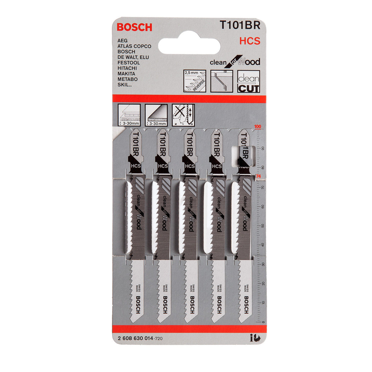 BOSCH T101BR Jigsaw Blades - For Wood Pack Of 5