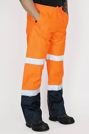 Taped Hi Vis Rain Shell Trousers Orange/Navy (TT05) - Medium