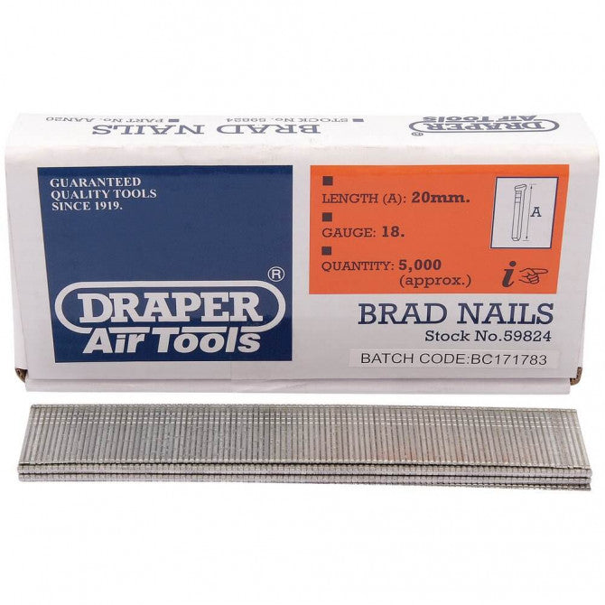 Draper Brad Nails - 20mm (Pack of 5000)