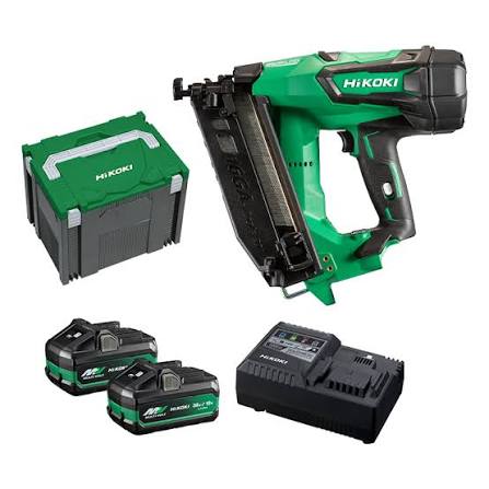 Hikoki 18V 16GA Brushless Angled Finish Nailer Kit - With 2 x 2.0Ah Li-Ion