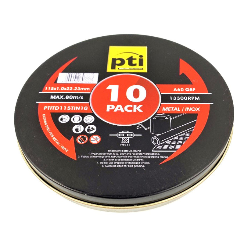 PTI 115mm X 1.0 Inox Thin Cutting Disc - 10pk
