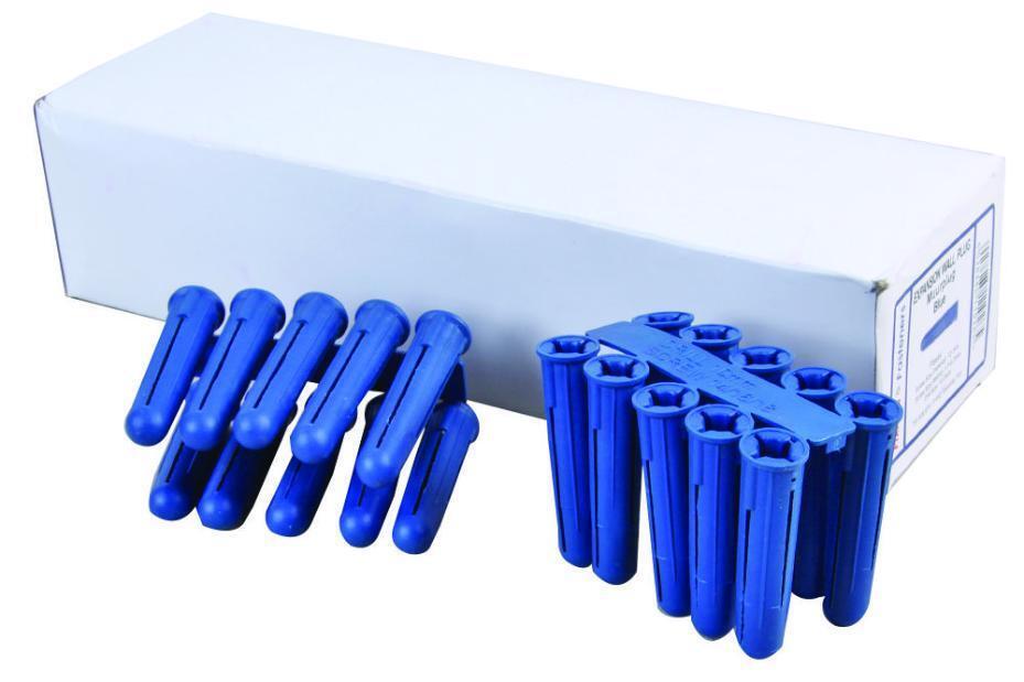 Blue Expansion Wall Plugs - Plastic - Box No. 12-14's (100)