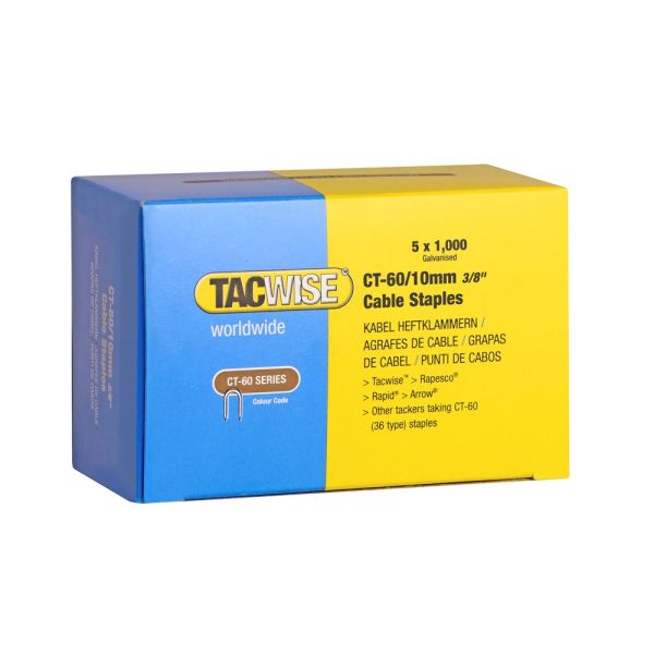 TACWISE PLC CT60 10mm Galvanised Cable Staples, 5000 Pack -  0354
