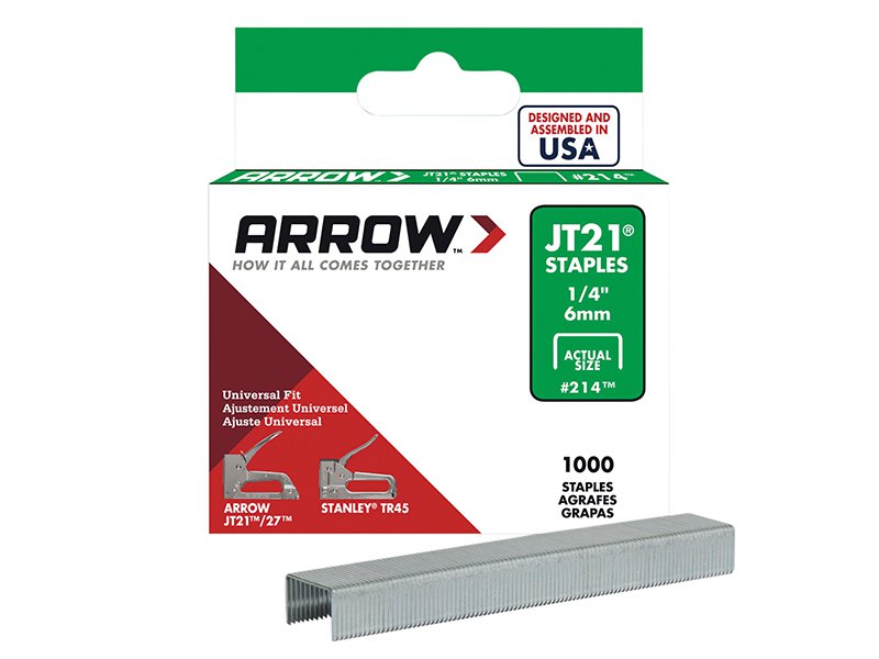 Arrow Staples for JT21 T27 - Box 1000  - 6mm 1/4in Main Image