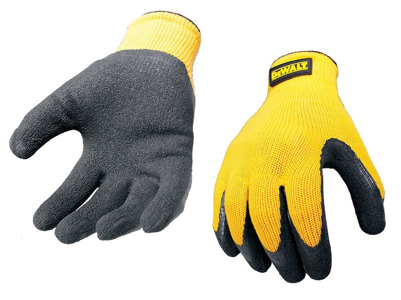 DeWalt Yellow Knit Back Latex Gloves Main Image