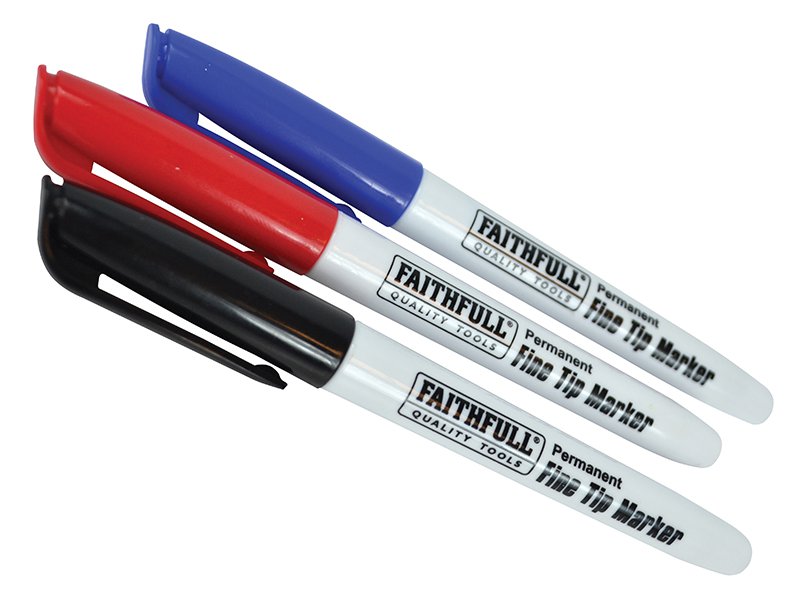 Faithfull Fibre Tip Marker Pen Mixed (Pack of 3) Main Image