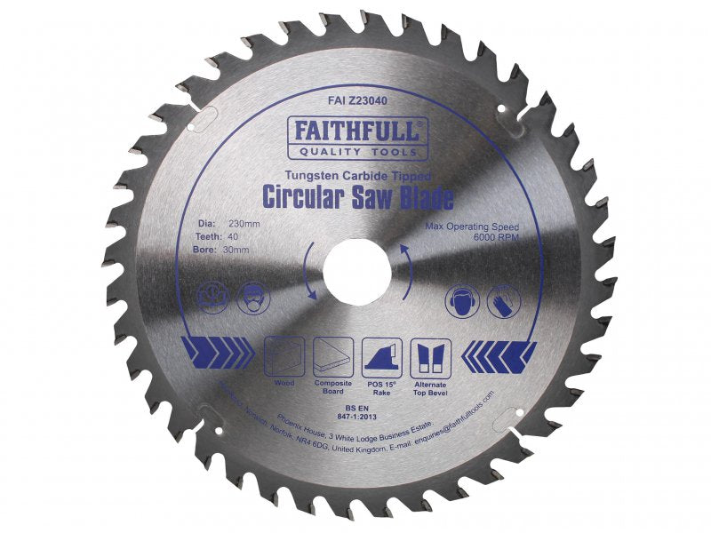 Faithfull Circular Saw Blade TCT 230 x 30 x 40t POS Main Image