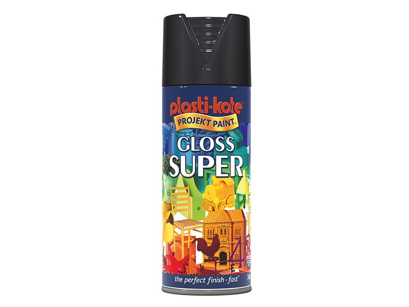 Plasti-kote Super Gloss Spray Black 400 ml Main Image