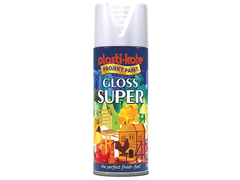 Plasti-kote Super Gloss Spray White 400 ml Main Image