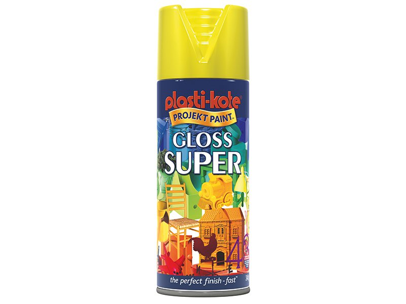 Plasti-kote Super Gloss Spray Yellow 400 ml Main Image