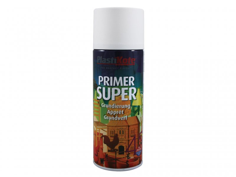 PlastiKote Super Spray Primer White 400ml Main Image