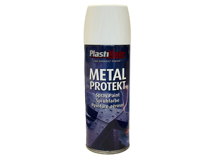 Plasti-kote Metal Protekt Spray Satin White 400 ml Main Image