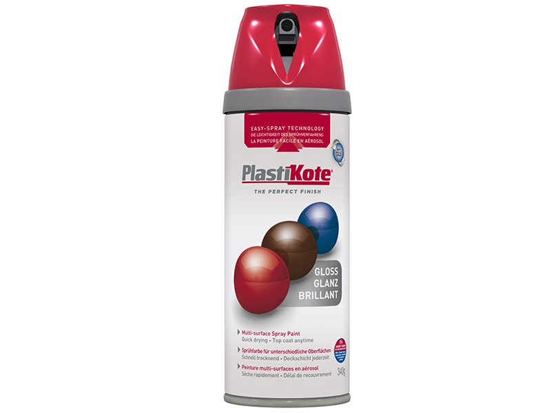 Plasti-kote Twist & Spray Gloss Bright Red 400ml Main Image