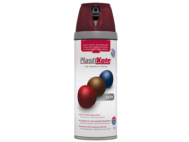 Plasti-kote Twist & Spray Satin Wine Red 400ml Main Image