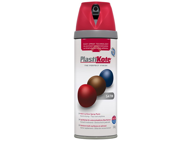 Plasti-kote Twist & Spray Satin Real Red 400ml Main Image