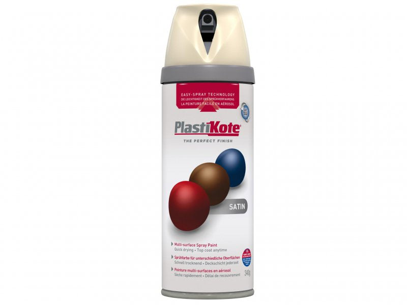 Plasti-kote Twist & Spray Satin Grey Beige 400ml Main Image