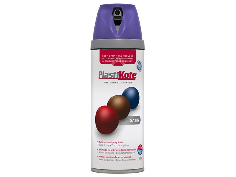 Plasti-kote Twist & Spray Satin Sumptuous Purple 400ml Main Image