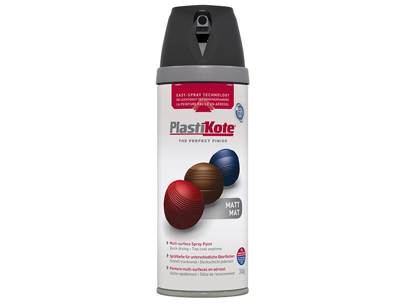 Plasti-kote Twist & Spray Matt Black 400ml Main Image