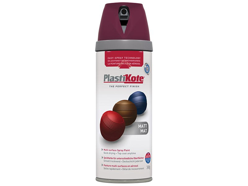 Plasti-kote Twist & Spray Matt Black Plum 400ml Main Image