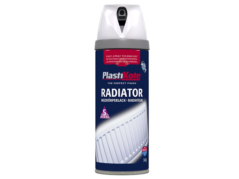 Plasti-kote Radiator Twist & Spray Gloss White 400 ml Main Image