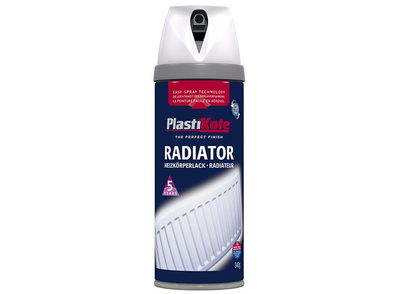 Plasti-kote Radiator Twist & Spray Satin White 400 ml Main Image