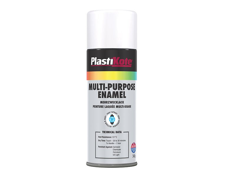 Plasti-kote Multi Purpose Enamel Spray Paint Matt White 400 ml Main Image