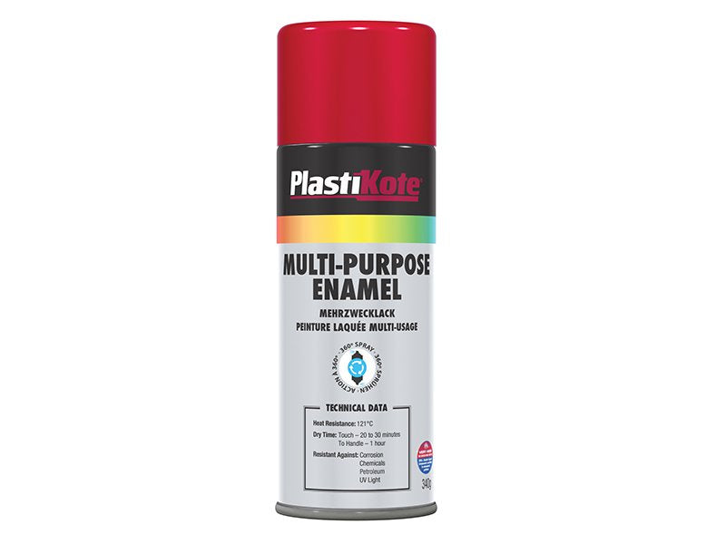 Plasti-kote Multi Purpose Enamel Spray Paint Gloss Red 400 ml Main Image