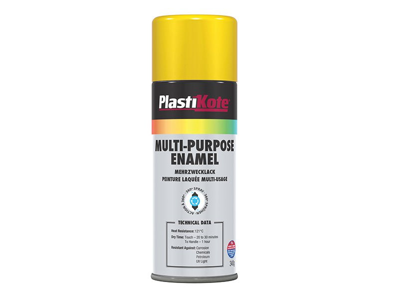 Plasti-kote Multi Purpose Enamel Spray Paint Gloss Yellow 400 ml Main Image