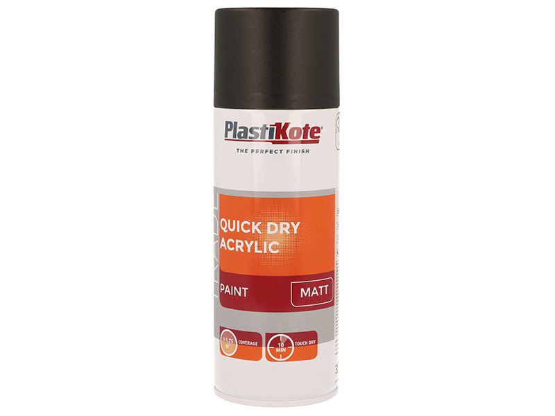 PlastiKote Trade Quick Dry Acrylic Spray Paint Matt Black 400ml Main Image