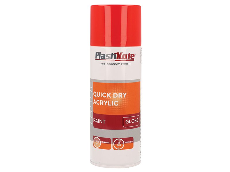 PlastiKote Trade Quick Dry Acrylic Spray Paint Gloss Red 400ml Main Image