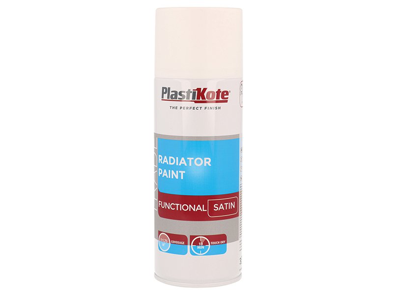 PlastiKote Trade Radiator Spray Paint Satin White 400ml Main Image