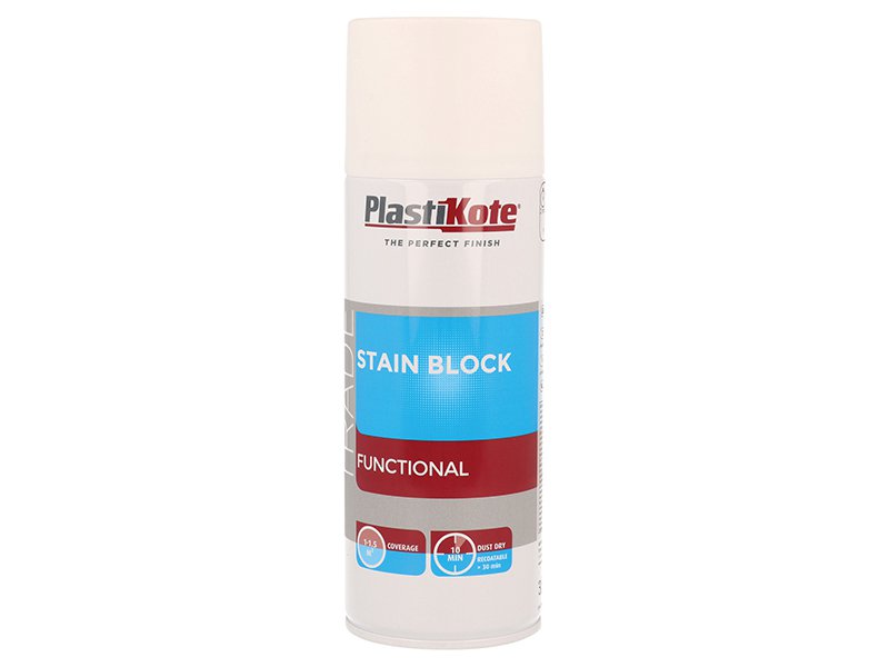 PlastiKote Trade Stain Block Spray Paint White 400ml Main Image