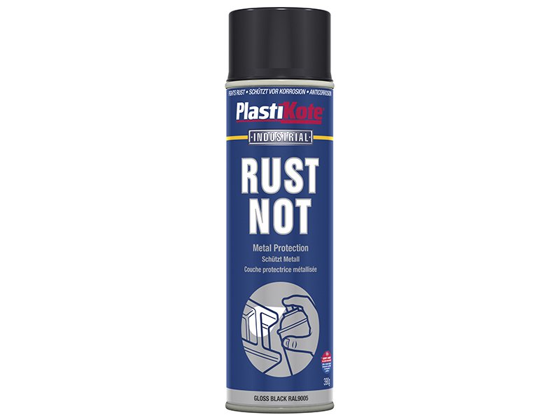 Plasti-kote Rust Not Spray Gloss Black 500ml Main Image