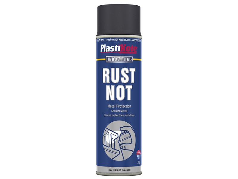 Plasti-kote Rust Not Spray Matt Black 500ml Main Image