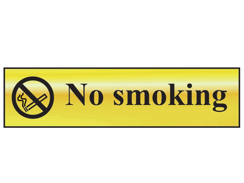 Scan No Smoking - Polished Brass Effect 200 x 50mm Main Image