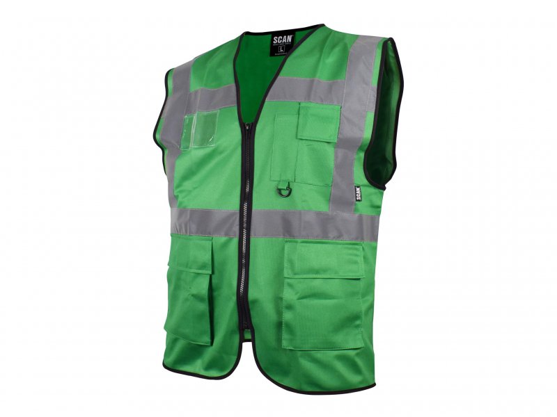 Scan Hi-Vis Utility Green Waistcoat - L (44in) Main Image